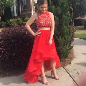 Red 2-piece Prom Dress